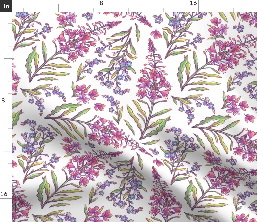 Forget Me Not Alaska Flowers Fireweed Linen White