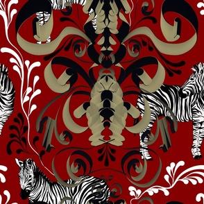 Damask motifs,baroque zebra animal 