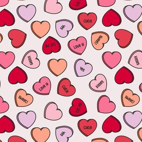 (S Scale) Conversation Hearts Scattered Pattern - Pink Hues