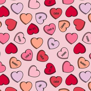 (S Scale) Conversation Hearts Scattered Pattern - Pink Hues - Pink