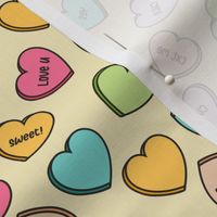 (S Scale) Conversation Hearts Scattered Pattern - Light Yellow