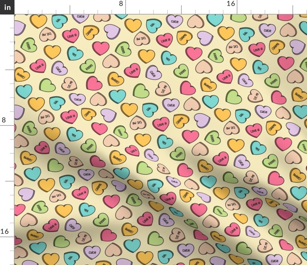 (S Scale) Conversation Hearts Scattered Pattern - Light Yellow