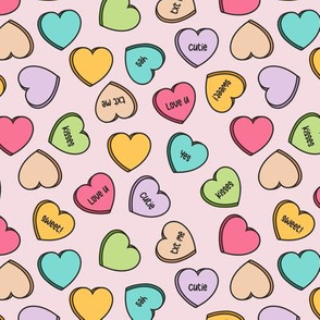 (S Scale) Conversation Hearts Scattered Pattern - Light Pink