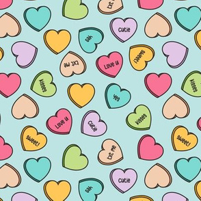 (S Scale) Conversation Hearts Scattered Pattern - Light Blue