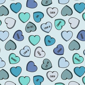 (S Scale) Conversation Hearts Scattered Pattern - Blue Hues