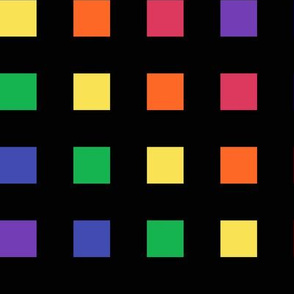 Large - Color Blocks of Rainbow Colors on Black