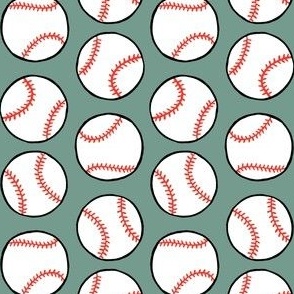 baseballs - sage green