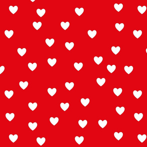 White hearts - Red Background