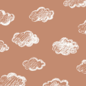 White Chalk Clouds On Sienna Background