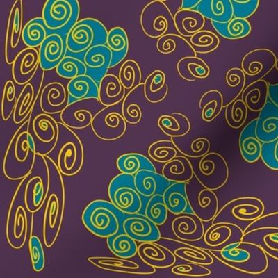 golden spirals mint chocolate Neo Art Deco - table runner tablecloth napkin placemat dining pillow duvet cover throw blanket curtain drape upholstery cushion duvet cover clothing shirt wallpaper fabric living home decor 