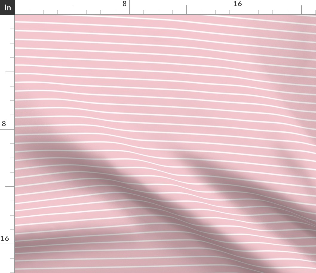 Rose Quartz Pin Stripe Pattern Horizontal in White