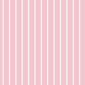 Rose Quartz Pin Stripe Pattern Vertical in White