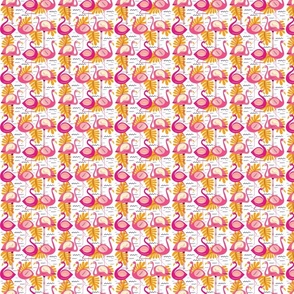Flock of Flamingos Stick Together - Small Scale White Background