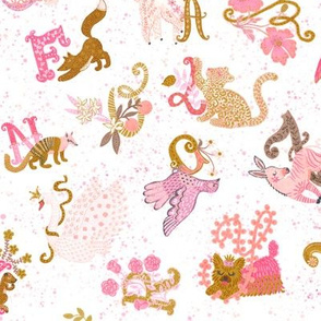 ABC's of Wonderland (pink-gold) 12"
