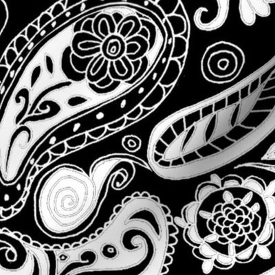 Paisley Bold- black white