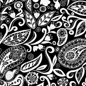 Paisley Bold- black white