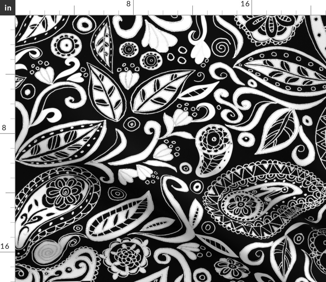 Paisley Bold- black white