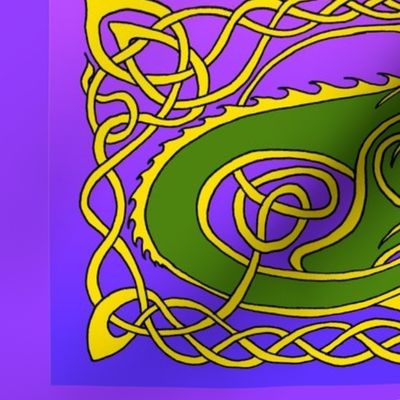 Dragon 6 banner in green and purple