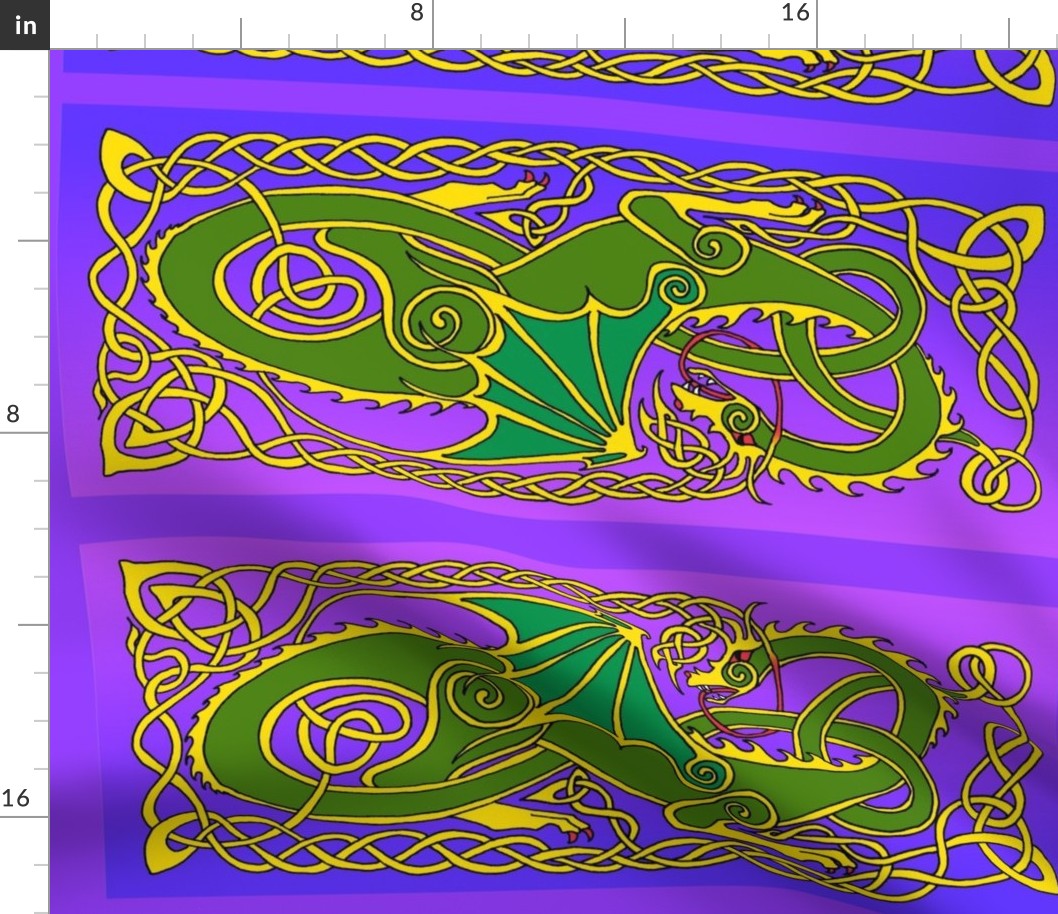 Dragon 6 banner in green and purple