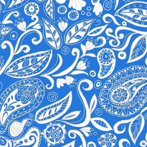 Paisley Modern- blue white