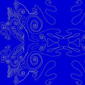 organic line - contour drawing--white on blue