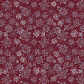 Snowflakes burgundy background