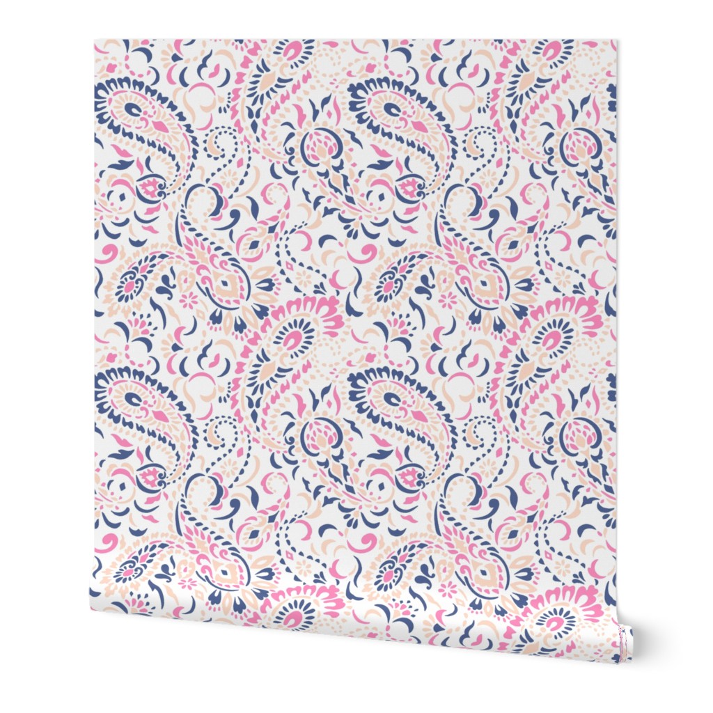 large Paisley Africa - rose pink blue