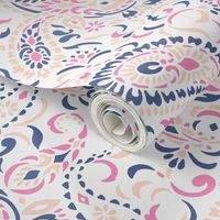 large Paisley Africa - rose pink blue