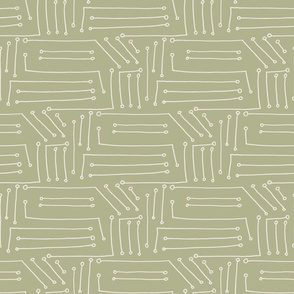 Circuit Board Pattern in Olive Green - large