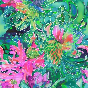 Caribbean Dream – Pink/Green Wallpaper 