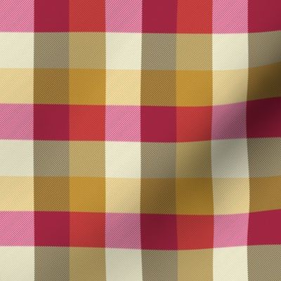 simple 1"madras - retro kitchen red, cream, gold and brown