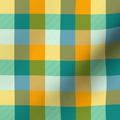 simple 1"madras - circus gold and teal