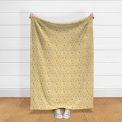Feedsack Gingham Tulip Floral in Buttercup Yellow + Cornflower Blue