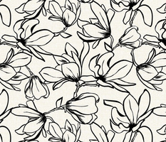 Magnolia Garden - Textured White & Black Large Scale