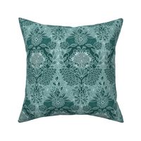 Floral Flourish Damask Pine Emerald Mint Greens by Angel Gerardo - Large Scale