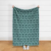 Floral Flourish Damask Pine Emerald Mint Greens by Angel Gerardo - Large Scale