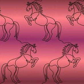 horse continuous line rearing horse B dark pink gradient
