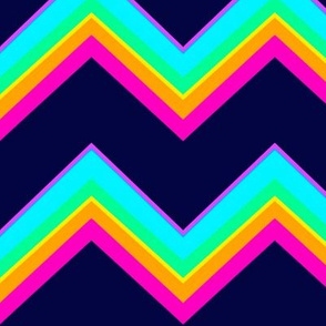 Navy brights  rainbow chevron print