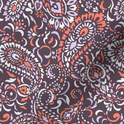 small Paisley Africa - aubergine lilac scarlet