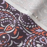 small Paisley Africa - aubergine lilac scarlet