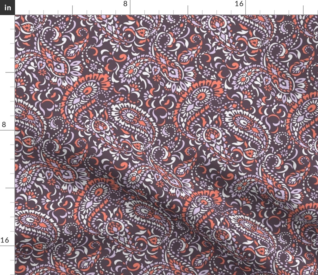 small Paisley Africa - aubergine lilac scarlet