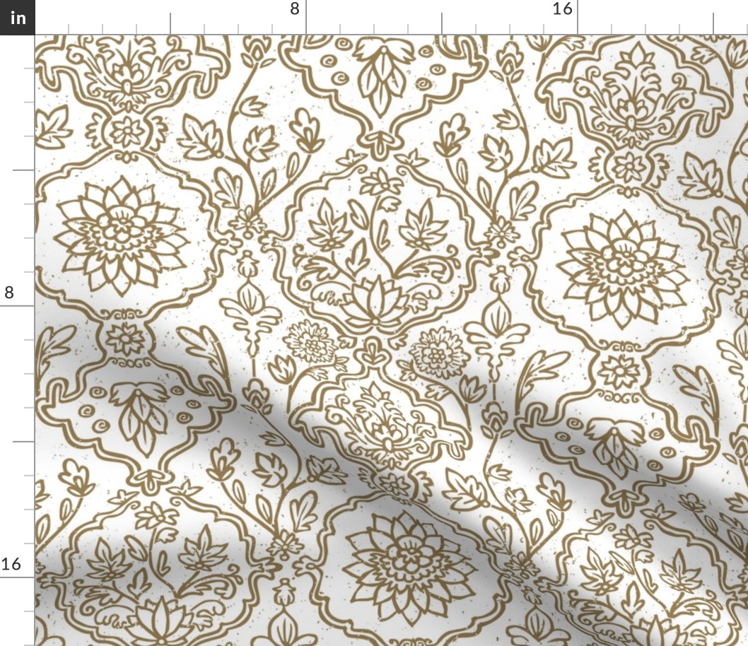 Block Print floral gold