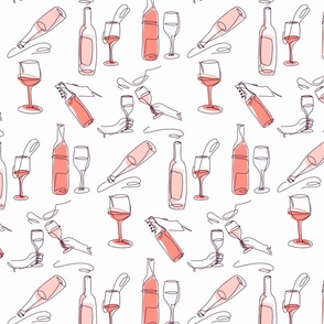 Wine lovers line art contour 