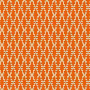 tree Damask orange on tan