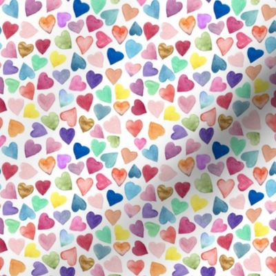 4" Watercolor Hearts Rainbow