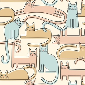 Contour Cats with Offset Color