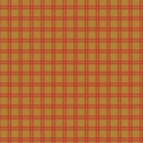 19th Century Plaid in Tawny Mustard + Red