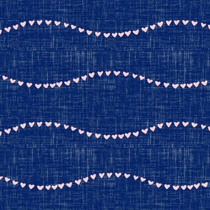 large scale - yummy heart wave - navy with pink