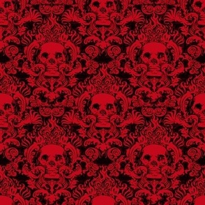 Skull Damask Red