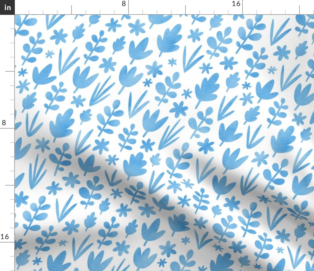 Light blue watercolor leaves pattern